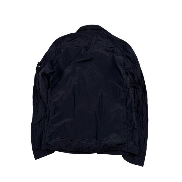 Stone Island Navy Blue Nylon Metal Shimmer Overshirt - Medium