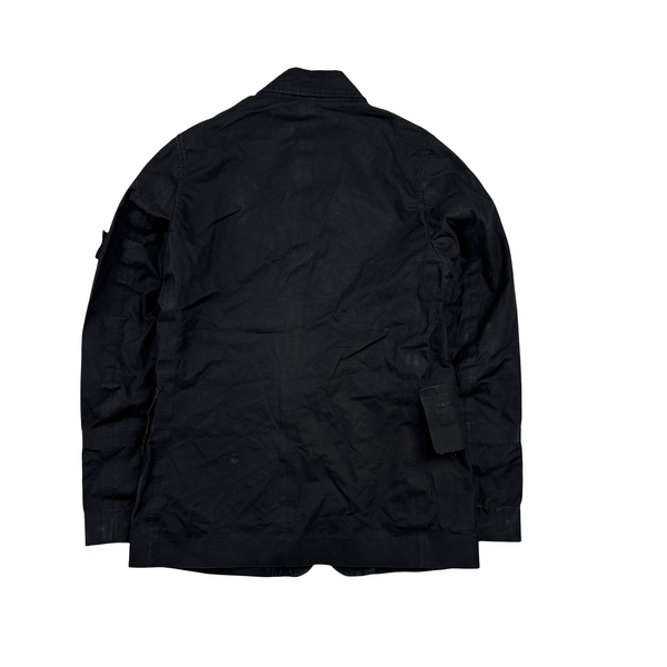 Stone Island 2007 Black Cotton Ventile Buttoned Blazer Jacket - Small