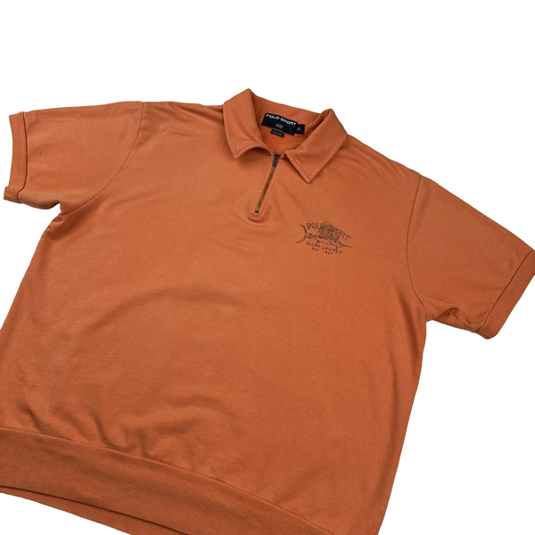 Ralph Lauren Orange Short Sleeve Polo Jumper - XL