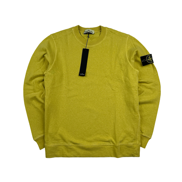 Stone Island 2019 Yellow Cotton Crewneck Sweatshirt - Small