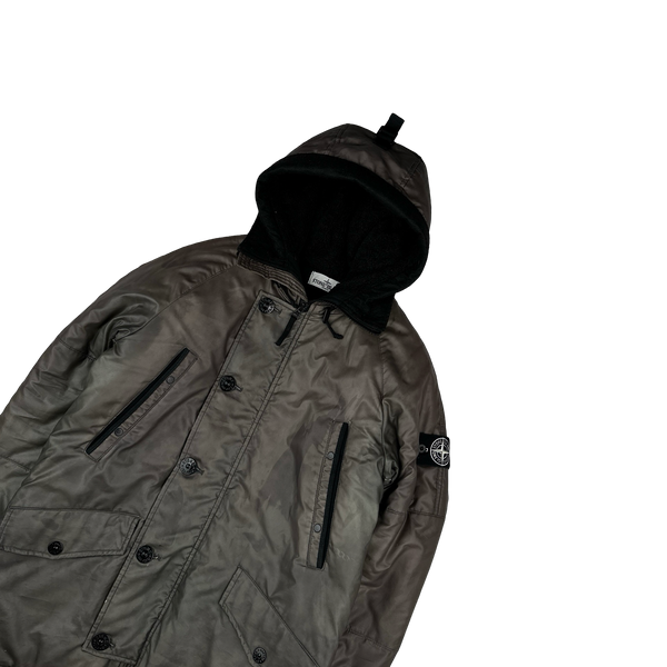 Stone Island 2012 Green Thermo Reflective Hooded Parka Jacket - Small