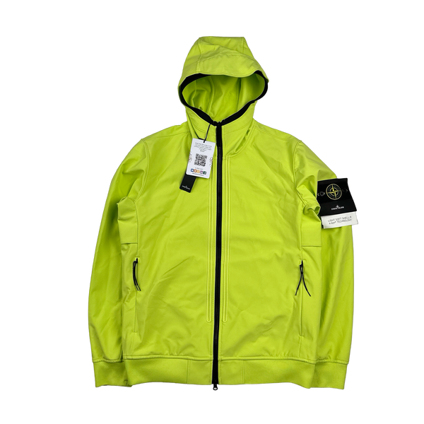 Stone Island 2022 Lime Soft Shell R E Dye Tech Jacket - Medium