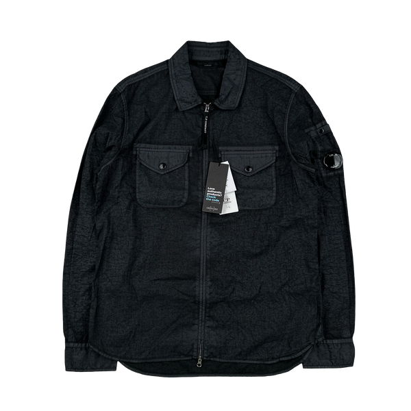 CP Company Popeline Placcato Navy Zipped Overshirt - Small & Large