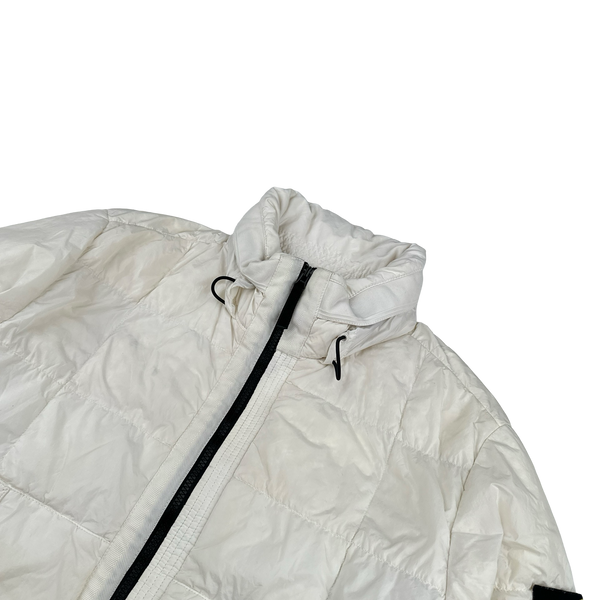 Stone Island White Garment Dyed Crinkle Reps Puffer Jacket - Medium