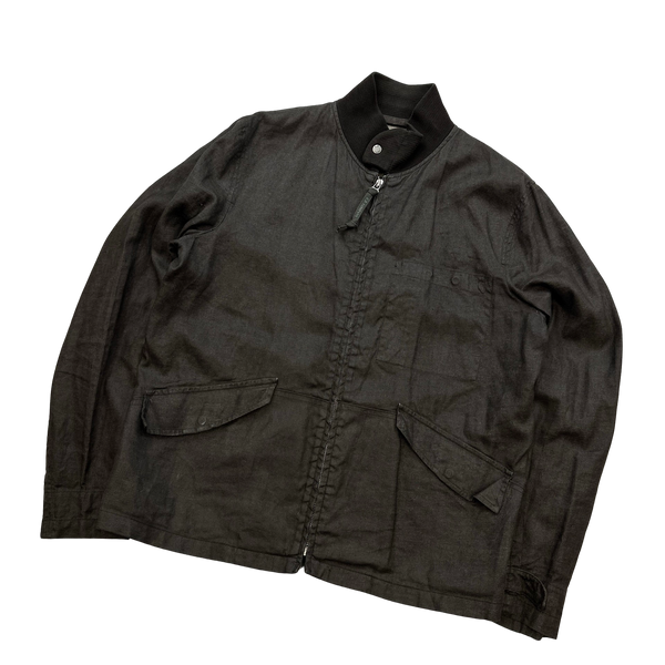 CP Company 2002 Lino Flax Cotton Blend Brown Harrington - Medium