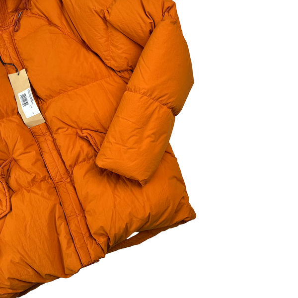 Ten C Orange Nylon Tactel Hooded Artic Down Parka Jacket - Large