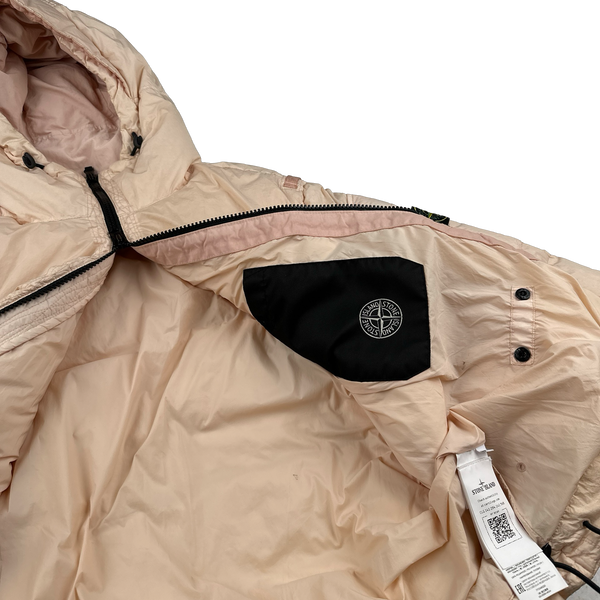 Stone Island 2022 Peach Crinkle R-NY Down Puffer Jacket - Large