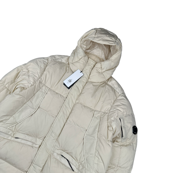 CP Company Cream Nycra Down Filled Puffer Long Jacket - Medium, Large, XL, XXL