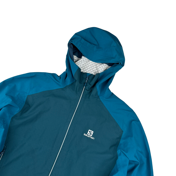 Salomon Blue Colour Block Advanced Skin Dry Waterproof Lightweight Jacket - Medium