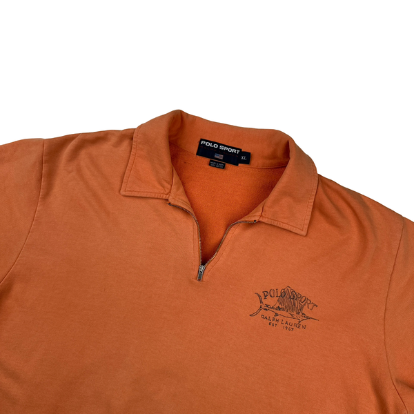 Ralph Lauren Orange Short Sleeve Polo Jumper - XL