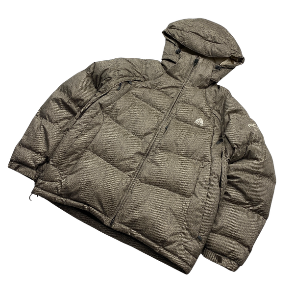 ACG Beige Patterned Puffer Jacket - Large