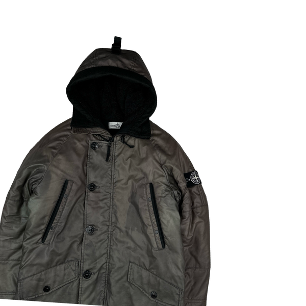 Stone Island 2012 Green Thermo Reflective Hooded Parka Jacket - Small