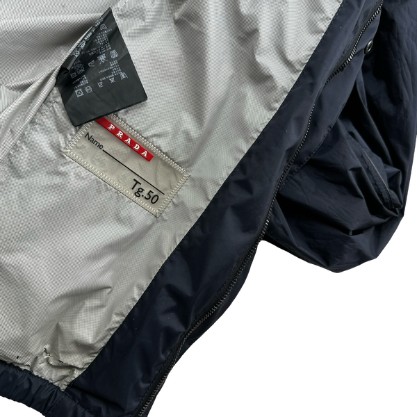 Prada Navy Nylon Red Tab Foldout Hood Jacket - Large