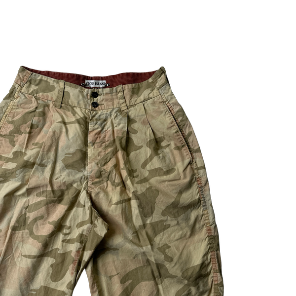 Stone Island 1990s Beige Ice Camo Shorts - 28"