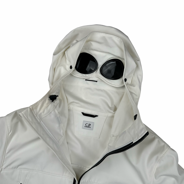 CP Company White Soft Shell Goggle Jacket - XXL