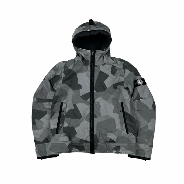 Stone Island 2012 Silver Fleece Lined Camo Reflective Jacket - Large