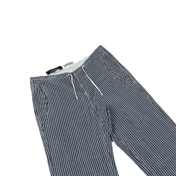 Stone Island 2003 Blue Striped Compact Cotton Trousers - 32"