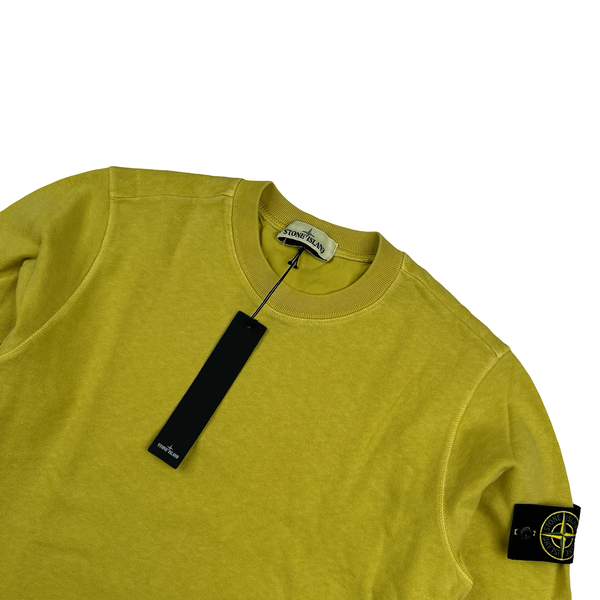 Stone Island 2019 Yellow Cotton Crewneck Sweatshirt - Small