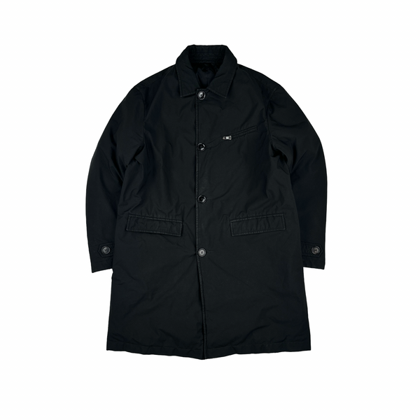 Prada Black Nylon Spellout Tab Padded Reversible Jacket - Large