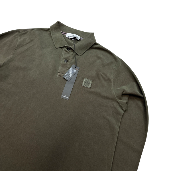Stone Island 2019 Khaki Slim Fit Longsleeve Polo XL Mat s Island