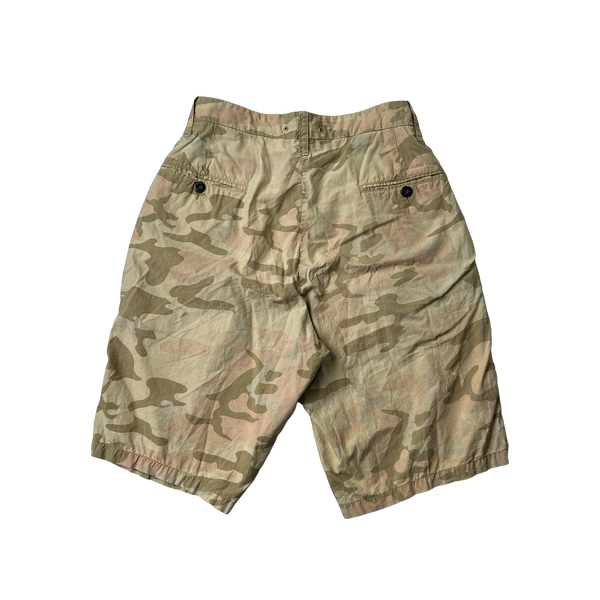 Stone Island 1990s Beige Ice Camo Shorts - 28"