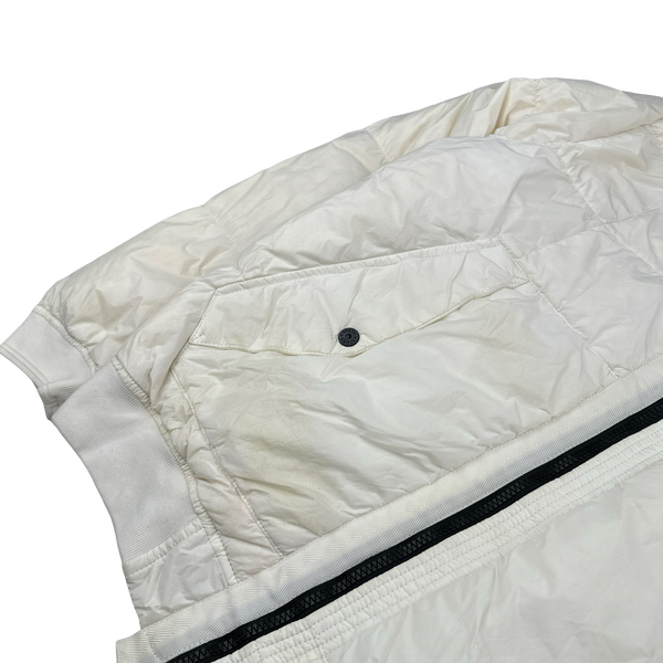 Stone Island White Garment Dyed Crinkle Reps Puffer Jacket - Medium