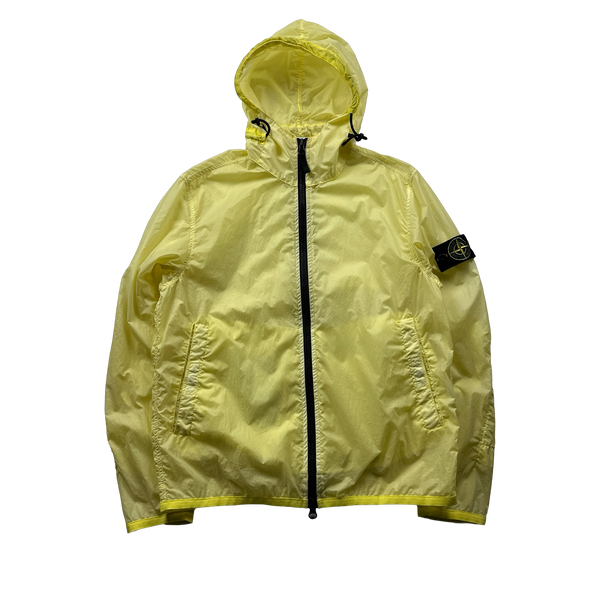 Stone Island Yellow Lamy Velour Hooded Jacket - Small
