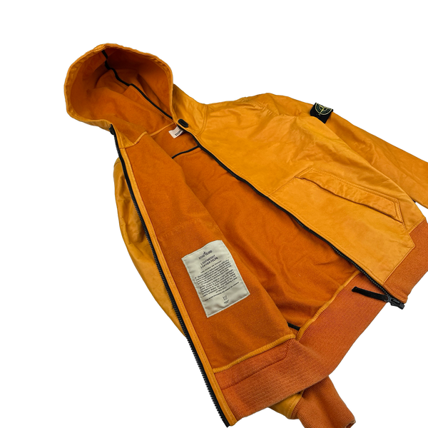 Stone Island 2014 Orange Lightweight Leather Felpa Jacket - Small