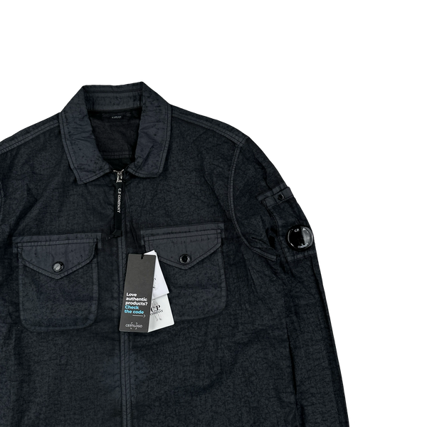 CP Company Popeline Placcato Navy Zipped Overshirt - Small & Large