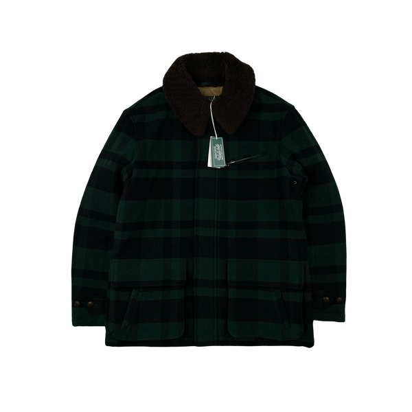 Ralph Lauren Wool Flannel Quilted Lined Shearling Collar Jacket - XL
