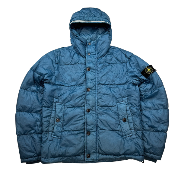 Stone Island 2013 Sky Blue Garment Dyed Puffer Jacket - Medium