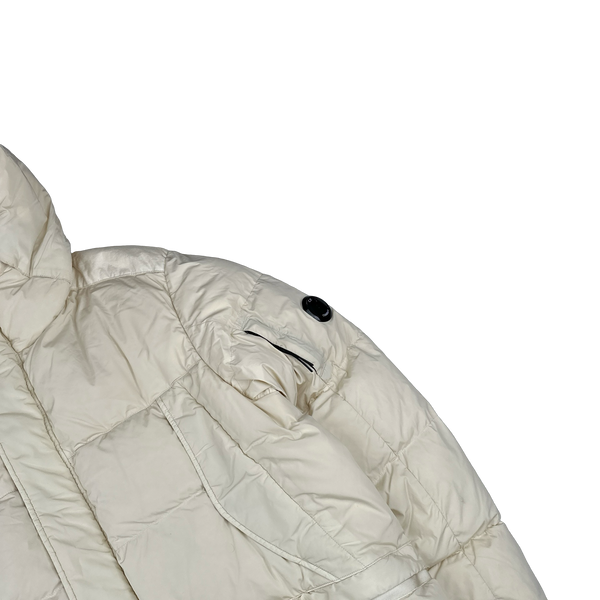 CP Company Cream Nycra Down Filled Puffer Long Jacket - Medium, Large, XL, XXL