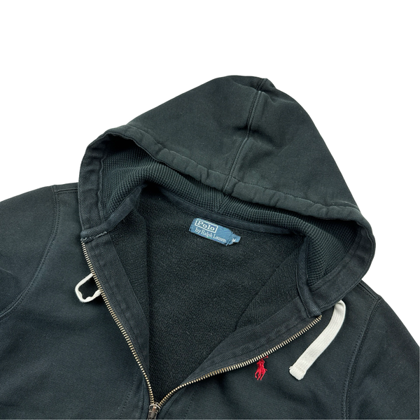 Ralph Lauren Black Thick Cotton Zipped Hoodie - Medium