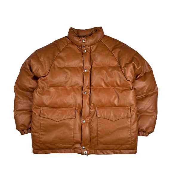 BAPE Brown Heavyweight Leather Down Filled Bomber Jacket - 3XL