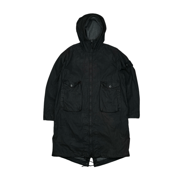 Stone Island 2019 Black 50 Fili Resinata Ghost Parka Jacket - Medium