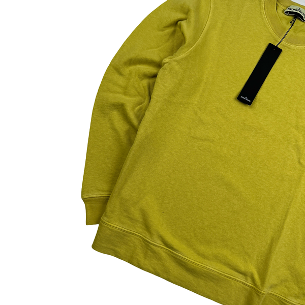 Stone Island 2019 Yellow Cotton Crewneck Sweatshirt - Small