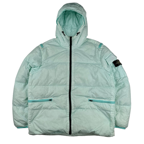 Stone Island 2022 Teal Crinkle R-NY Down Puffer Jacket - XL