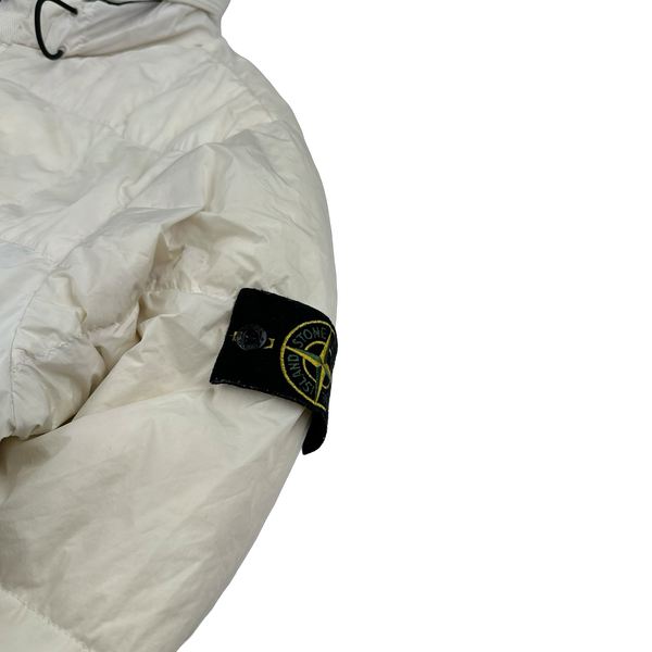 Stone Island White Garment Dyed Crinkle Reps Puffer Jacket - Medium