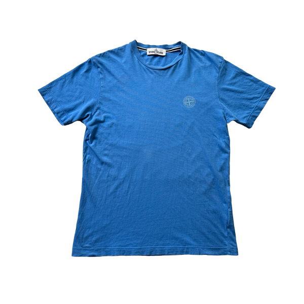 Stone Island 2013 Blue Cotton Spellout Graphic T Shirt - Small