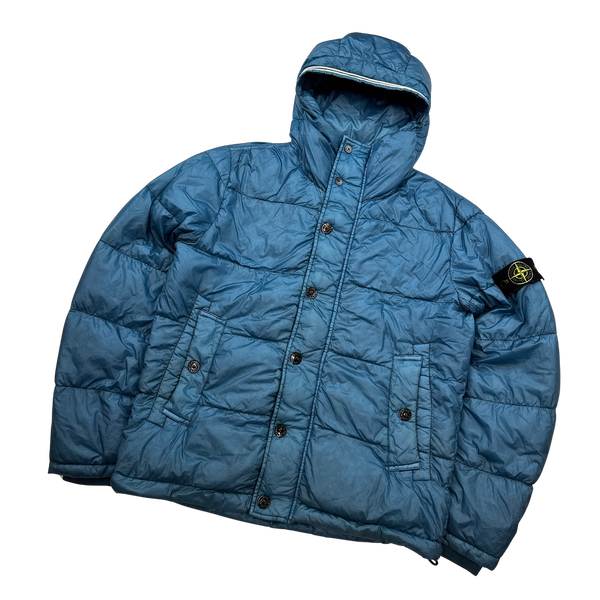 Stone Island 2013 Sky Blue Garment Dyed Puffer Jacket - Medium