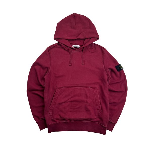 Stone Island 2018 Burgundy Cotton Pullover Hoodie - Large