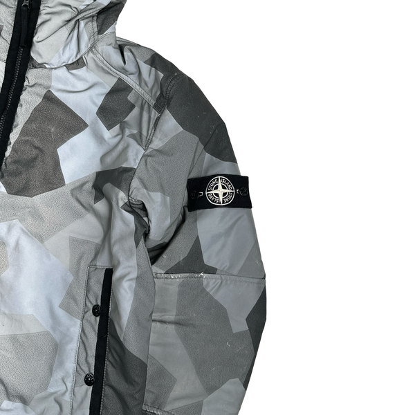 Stone Island 2012 Silver Fleece Lined Camo Reflective Jacket - Large