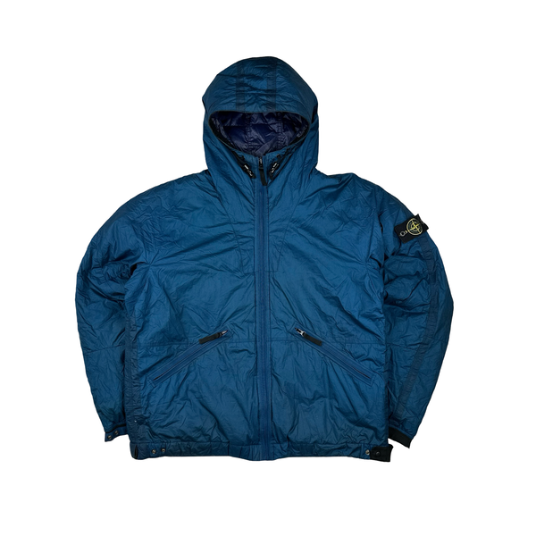 Stone Island 2009 Blue Down Filled Padded Mesh Badge Jacket - 3XL