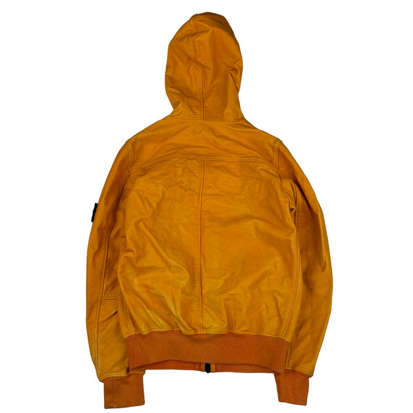 Stone Island 2014 Orange Lightweight Leather Felpa Jacket - Small