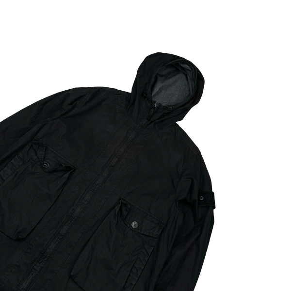 Stone Island 2019 Black 50 Fili Resinata Ghost Parka Jacket - Medium