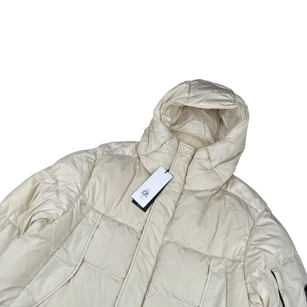 CP Company Cream Nycra Down Filled Puffer Long Jacket - Medium, Large, XL, XXL