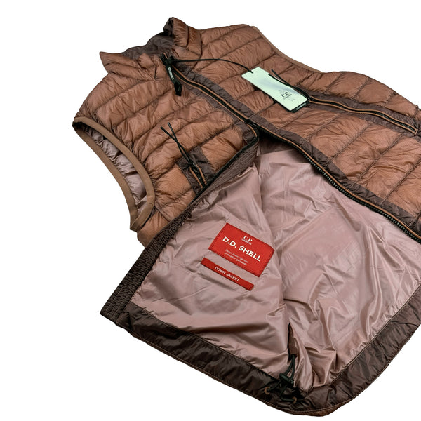 CP Company Brown DD Shell Down Filled Lens Viewer Gilet - Small