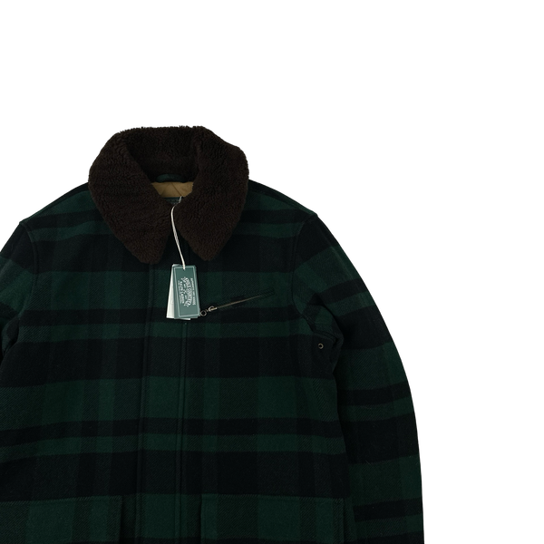 Ralph Lauren Wool Flannel Quilted Lined Shearling Collar Jacket - XL
