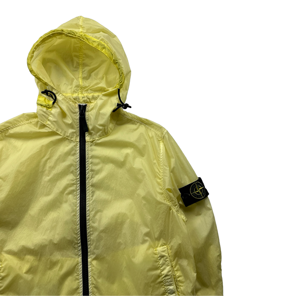 Stone Island Yellow Lamy Velour Hooded Jacket - Small