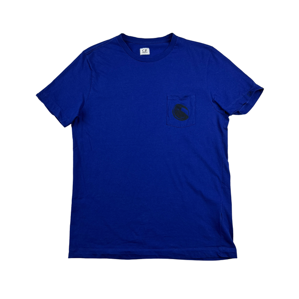 CP Company Electric Blue Small Graphic Design Cotton T Shirt - XL